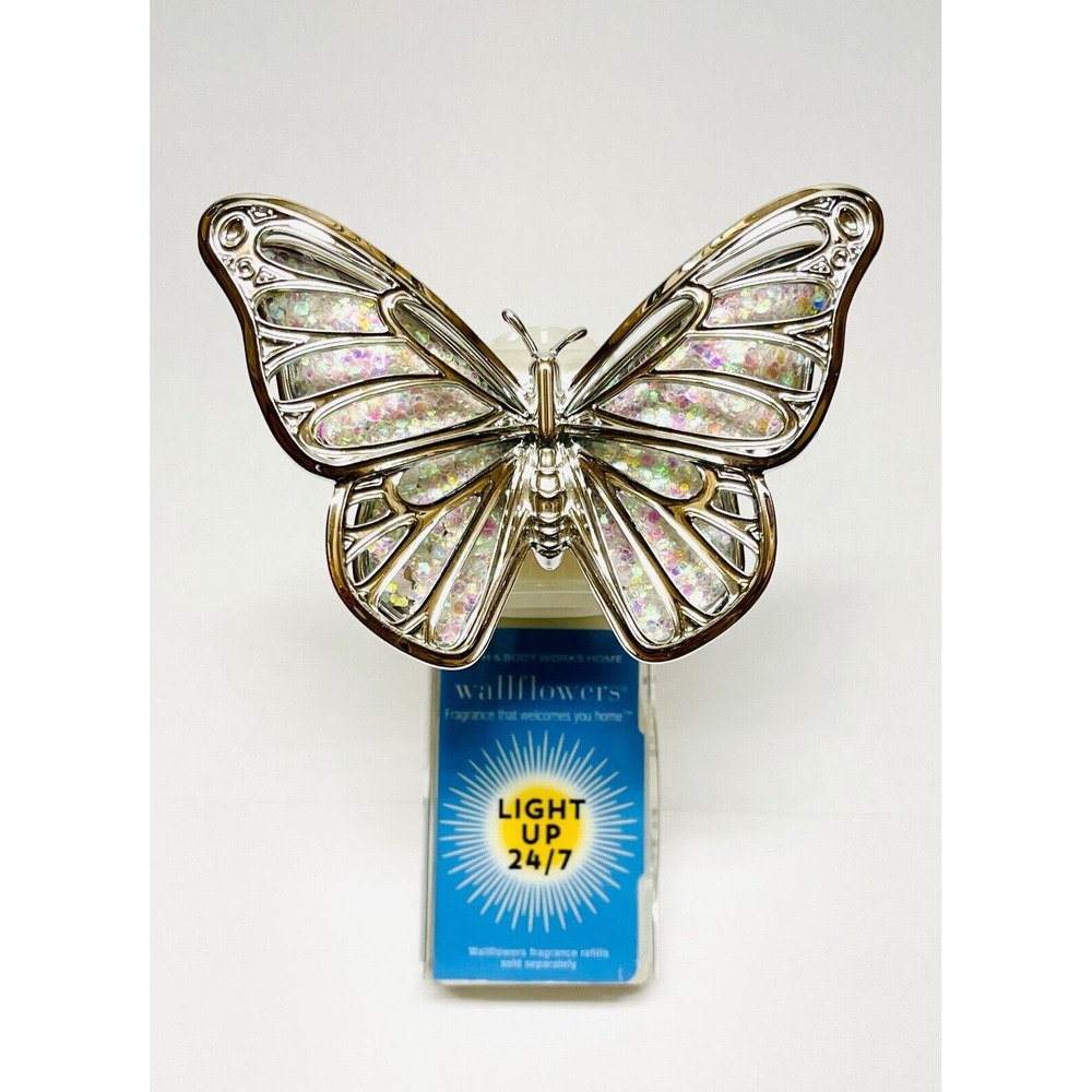Bath & Body Works Wallflowers Plug Butterfly Silver Iridescent Light Up 24/7